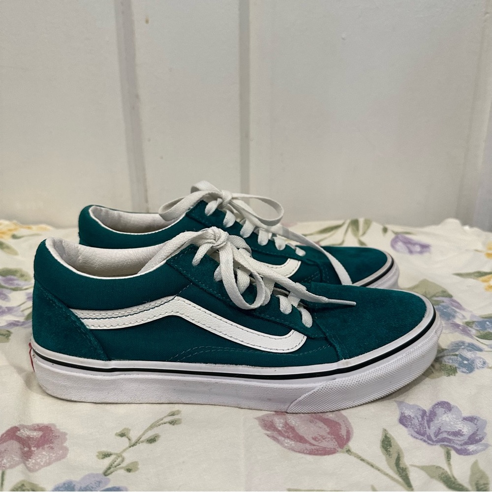 Vans green classic old skool youth size 5 women’s 6.5 sneaker shoes beach skate - Picture 3 of 8